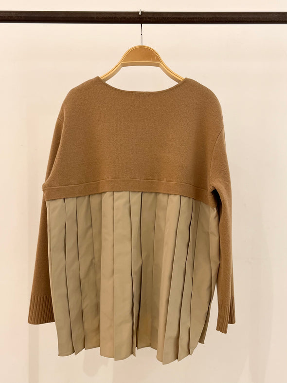 【H.】SALE☆後ろ布帛プリーツセーター(001450611)