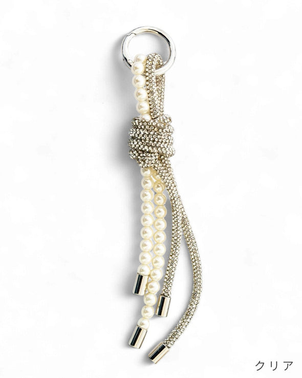 【accessoire du H.】パール×ラインストーンコードチャーム(155551513)