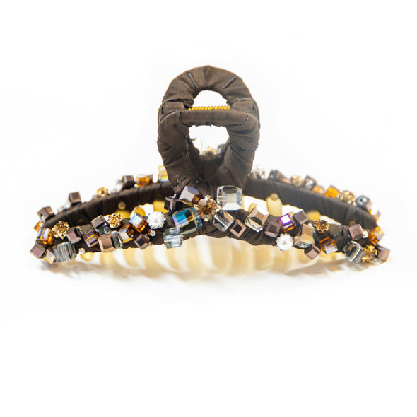 【accessoire du H.】サテン巻き・ビーズ付バンスクリップ(105451106)