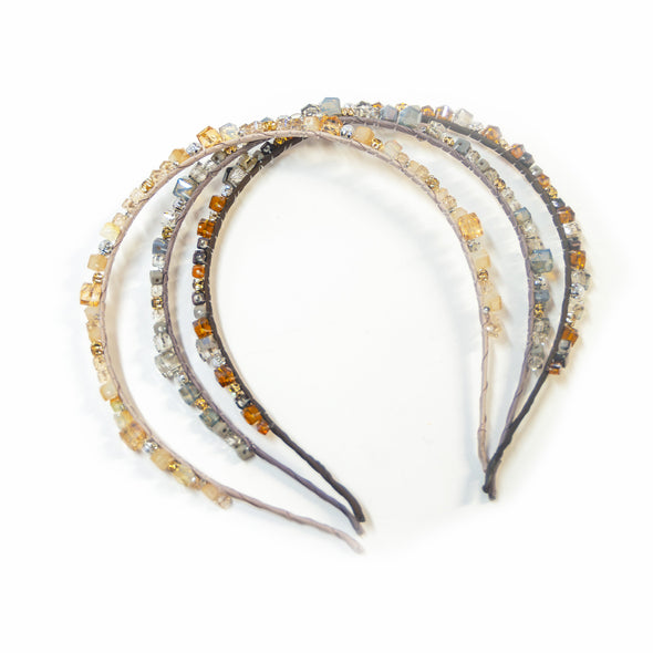 【accessoire du H.】サテン巻き・ビーズ付カチューシャ(105451107)