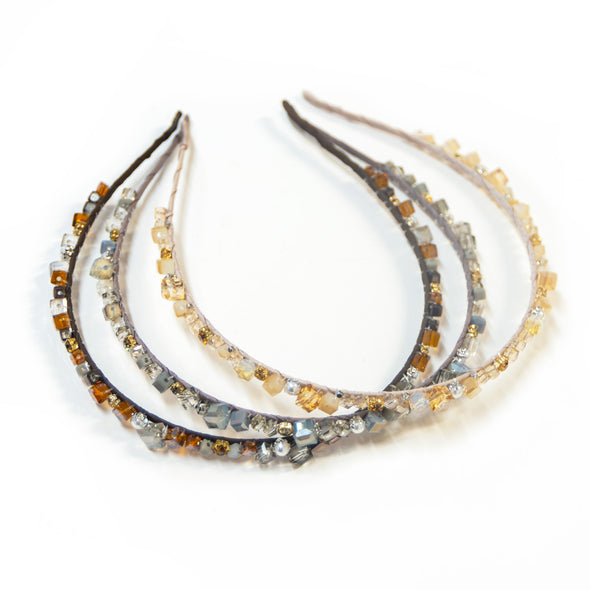 【accessoire du H.】サテン巻き・ビーズ付カチューシャ(105451107)