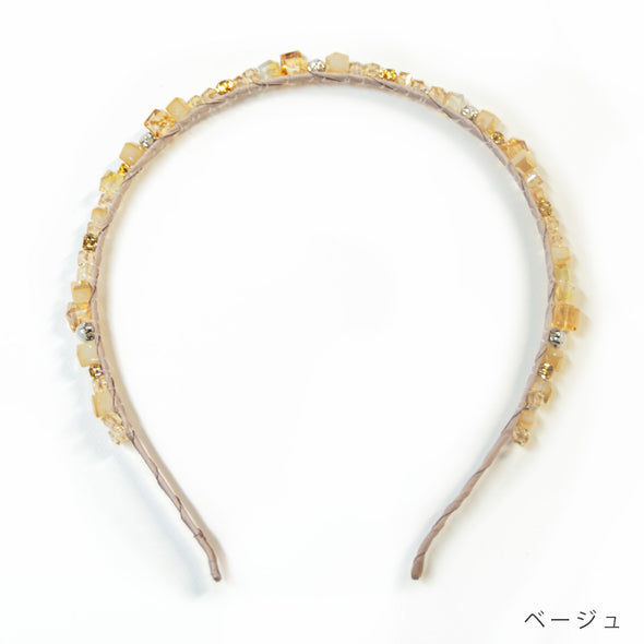 【accessoire du H.】サテン巻き・ビーズ付カチューシャ(105451107)