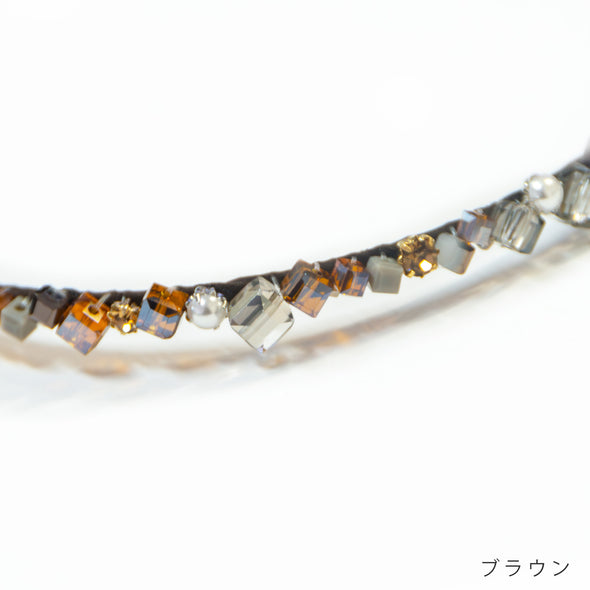 【accessoire du H.】サテン巻き・ビーズ付カチューシャ(105451107)