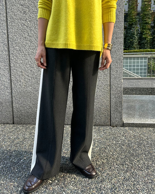 【ORVEAU】サイドライン切替・起毛太ストレートパンツ (056550403)