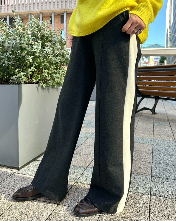 【ORVEAU】サイドライン切替・起毛太ストレートパンツ (056550403)