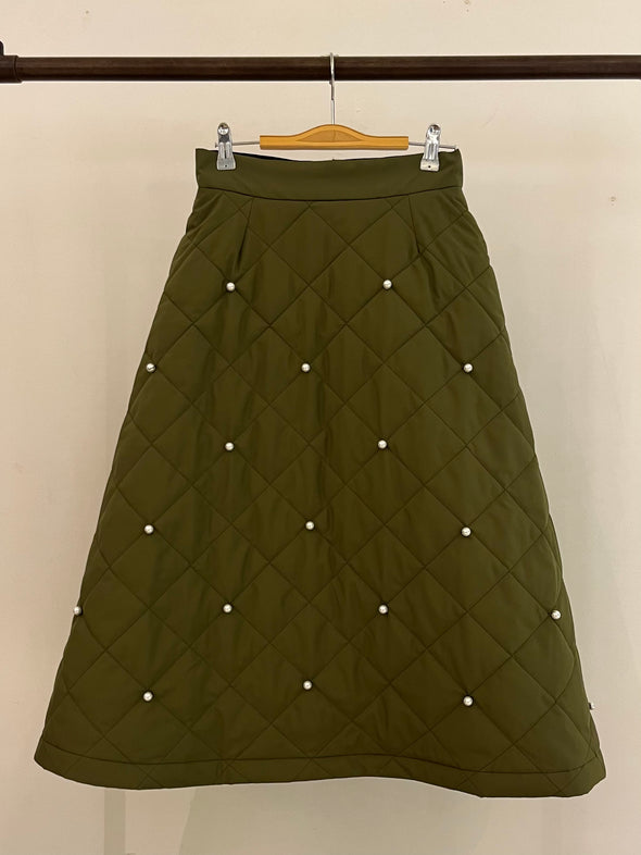 【DOMESTIC HRMBRAND】SALE☆キルティングタフタ・パール付スカート(003450919)