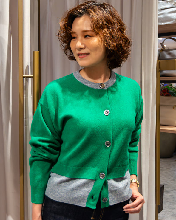 【ORVEAU】レイヤード風丸首カーディガン(056551002)