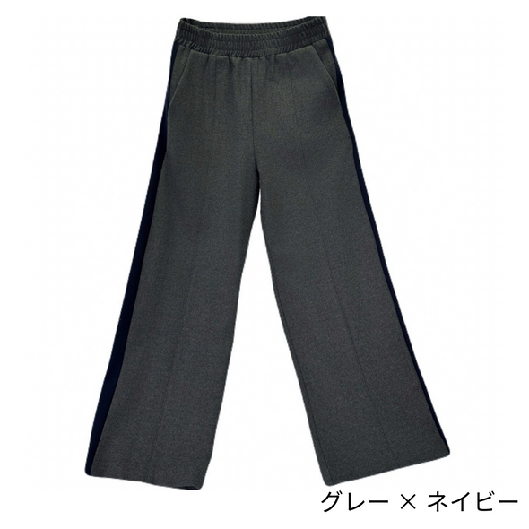 【ORVEAU】サイドライン切替・起毛太ストレートパンツ (056550403)