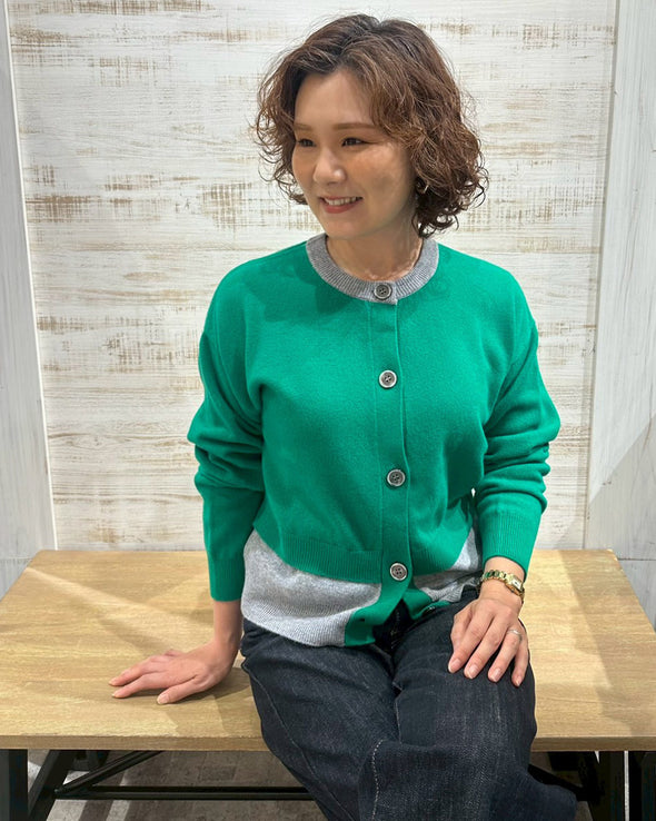 【ORVEAU】レイヤード風丸首カーディガン(056551002)