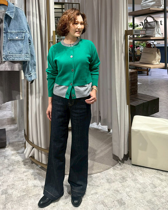 【ORVEAU】レイヤード風丸首カーディガン(056551002)