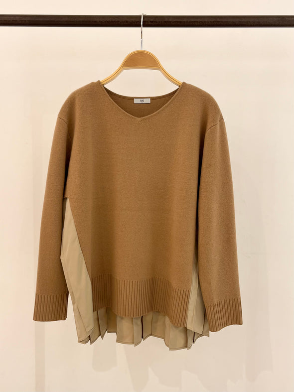 【H.】SALE☆後ろ布帛プリーツセーター(001450611)