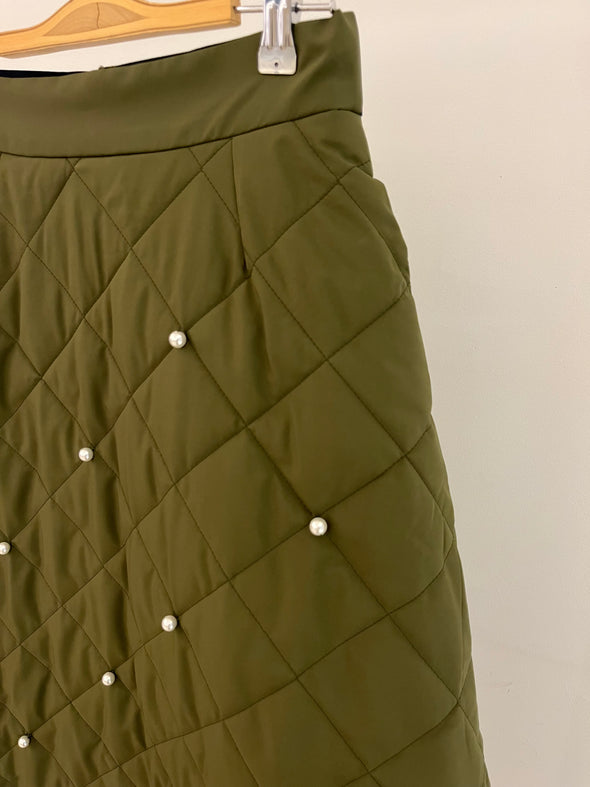 【DOMESTIC HRMBRAND】SALE☆キルティングタフタ・パール付スカート(003450919)