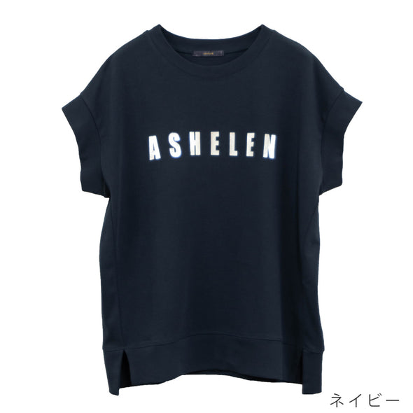 【ASHELEN】箔プリントロゴTシャツ・シルバー(156320502)