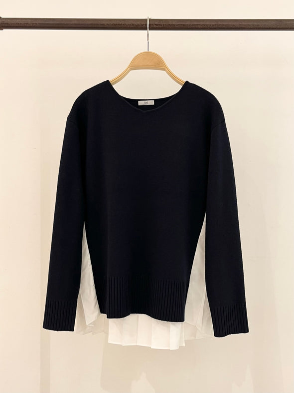 【H.】SALE☆後ろ布帛プリーツセーター(001450611)