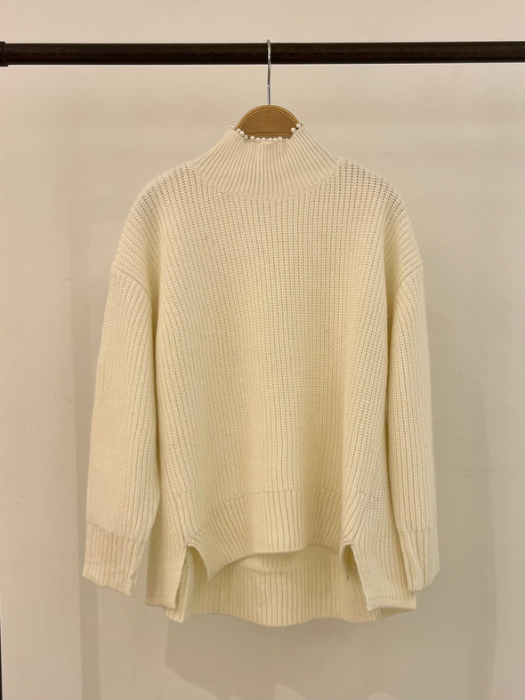 【H.】SALE☆衿パール使いハイネックセーター(001450606)