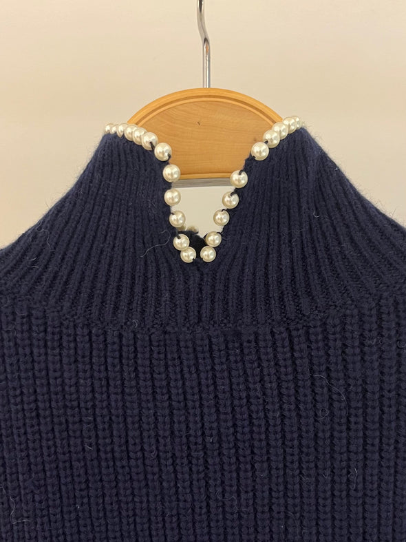 【H.】SALE☆衿パール使いハイネックセーター(001450606)