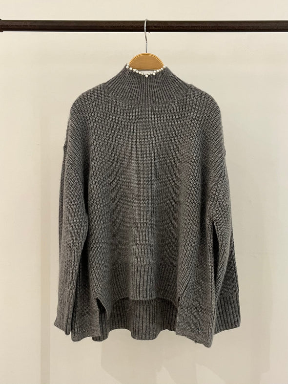 【H.】SALE☆衿パール使いハイネックセーター(001450606)