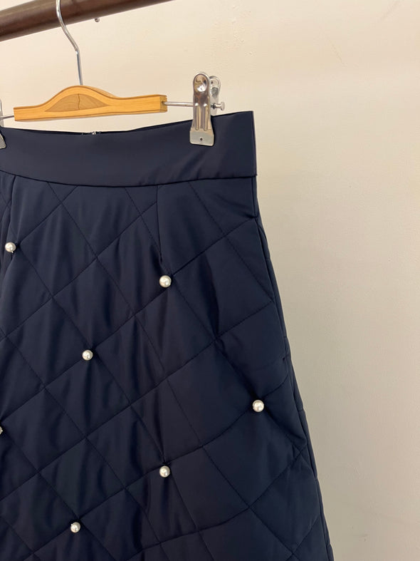 【DOMESTIC HRMBRAND】SALE☆キルティングタフタ・パール付スカート(003450919)