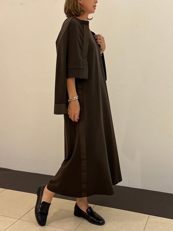 【DOMESTIC HRMBRAND】ストレッチミラノリブ別布タフタワンピース(003450804)