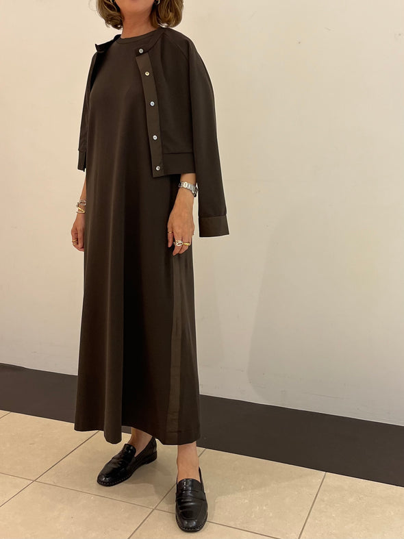 【DOMESTIC HRMBRAND】ストレッチミラノリブ別布タフタワンピース(003450804)
