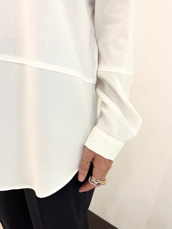 【DOMESTIC HRM BRAND】スワイーマイ天竺×サテンシャツライクカットソー(003520508)