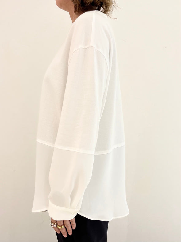 【DOMESTIC HRM BRAND】スワイーマイ天竺×サテンシャツライクカットソー(003520508)