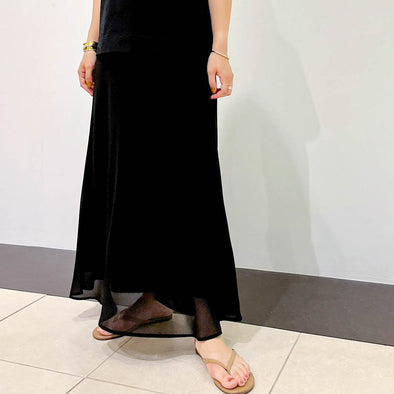 【DOMESTIC HRMBRAND】シフォンウエストテレコ・ロングスカート(003320936)
