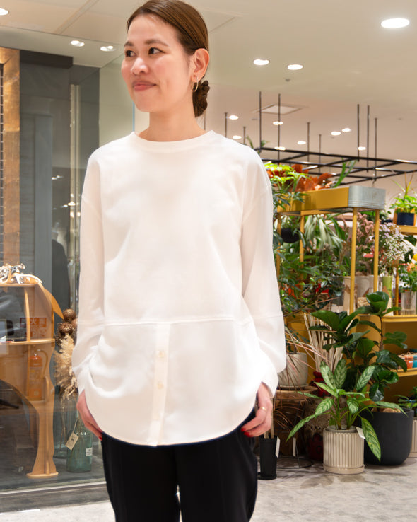 【DOMESTIC HRM BRAND】スワイーマイ天竺×サテンシャツライクカットソー(003520508)