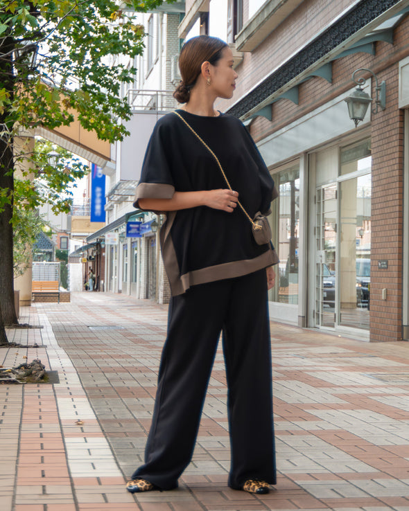 【ASHELEN】ストレッチジョーゼット・ワイドパンツ(156550401)
