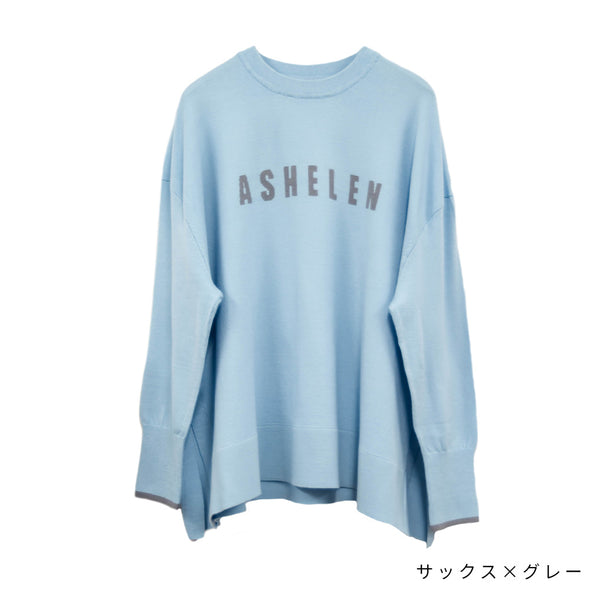 【ASHELEN】インターシャロゴワイドニット(017320602)